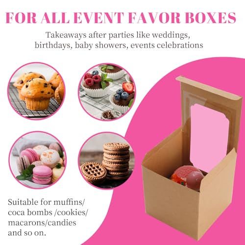 NPLUX Brown 25 Pack Pre-Assembled Cupcake Boxes with Inserts for Baking & Gifts