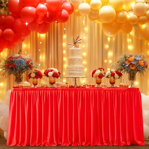 9ft Red Pleated Table Skirt for Rectangle Tables Wedding Party Banquet Decor - Variation of THIS listing