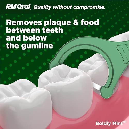 RM Oral Boldly Mint Dental Flossers 90 Count Shred-Resistant Picks