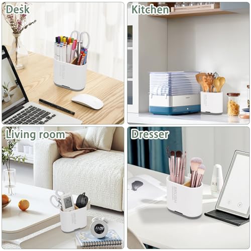 Bamboo Toothbrush Holder - 2 Slot Organizer for Bathroom & Kitchen