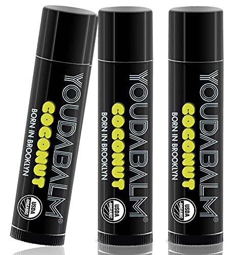 You Da Balm Organic Coconut Lip Balm - 100% Natural Moisturizer (3 Pack)