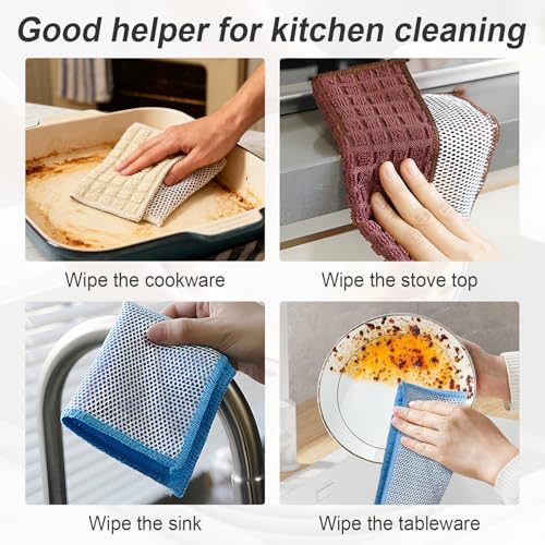 20 Pcs Non-Scratch Steel Wire Dish Cleaning Rags - Reusable Kitchen Scrubbing Cloths