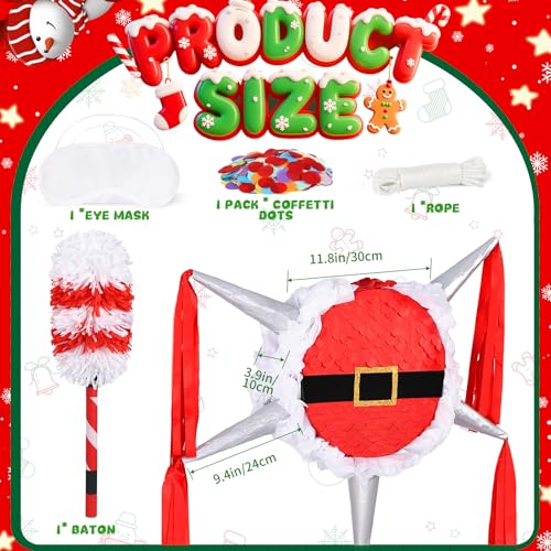 Large Santa Claus Star Piñata for Christmas Party – Includes Bat Mask Rope