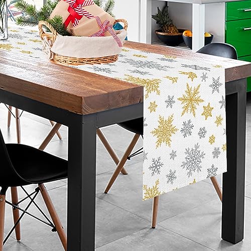 Christmas Snowflake Table Runner 13x70 Inch Holiday Kitchen Decor