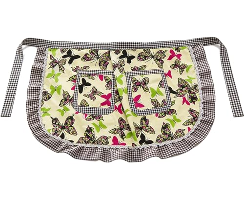 Plus Size Green Butterfly Apron for Women with Pockets