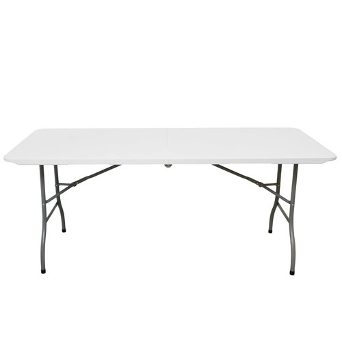 Elama 6 Foot Folding Table in White Plastic, Portable Long Foldable Table for Indoor Outdoor Picnic Camping & Parties