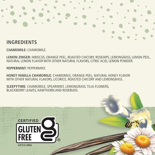 Celestial Seasonings Herbal Tea Sampler Pack - 18 Caffeine-Free Tea Bags, Includes Chamomile, Lemon Zinger, Peppermint & More