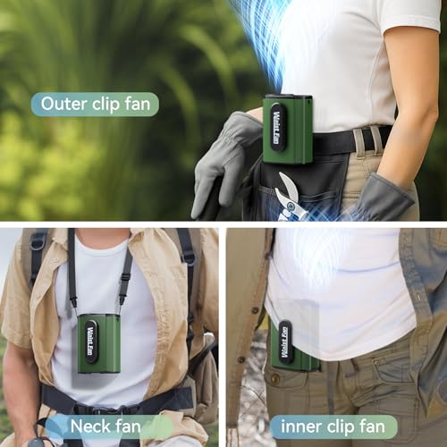Guffawz 5000mAh Portable Waist Fan, High-Speed Rechargeable Body Cooling Fan