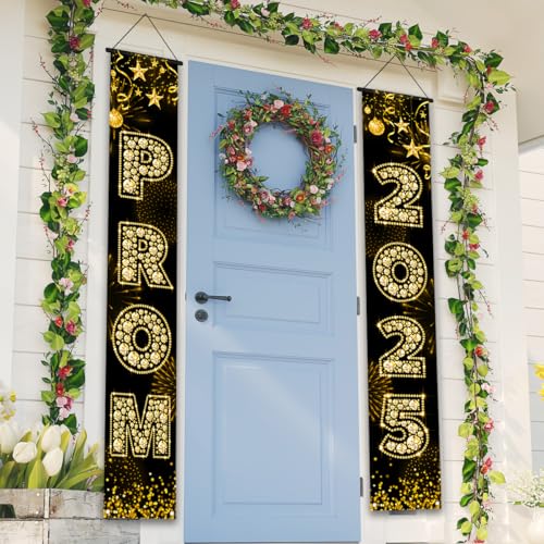 Class of 2025 Graduation Door Cover Banners - Gold Prom Decorations Set