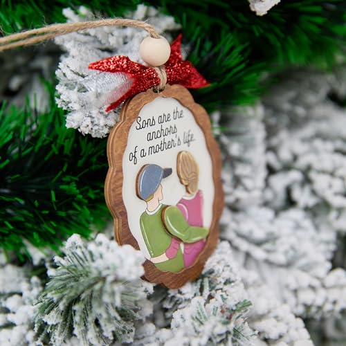 Mother and Son Christmas Ornament 4 Inch Wooden Keepsake Gift for Mom