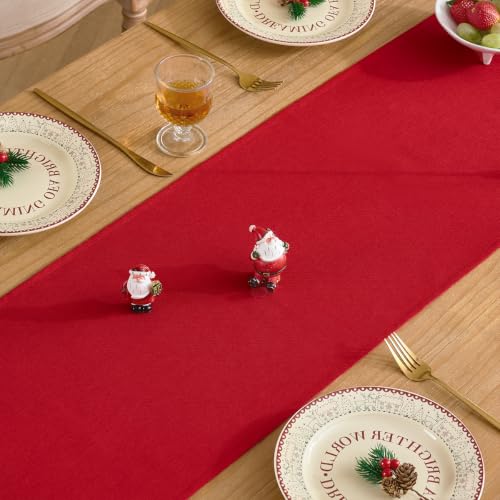 Red Linen Christmas Table Runner 72 Inch Length - Elegant Holiday Decor