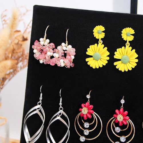 Velvet Ring Display Stand with 50 Slots - L-Shaped Jewelry Organizer