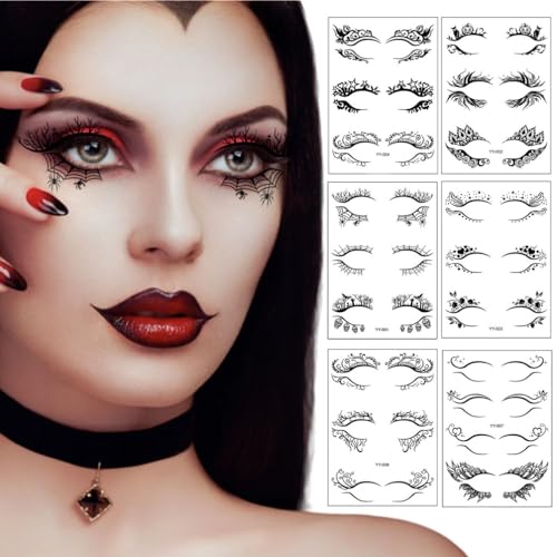 Furimuk 29 Pairs Halloween Temporary Face Eye Tattoo Stickers