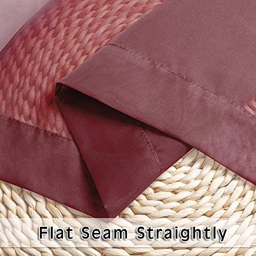 Burgundy Sheer Curtains 42W x 63L Set of 2 - Light Filtering Voile Window Treatments with Rod Pocket & Clip Rings Option (Variation of THIS listing)