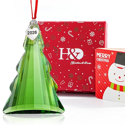 2026 Green Crystal Christmas Tree Ornament Suncatcher - Holiday Decor