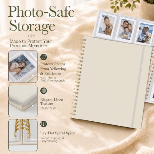Remowith 216-Pocket Photo Album for 2x3 Instant Photos - Beige Linen