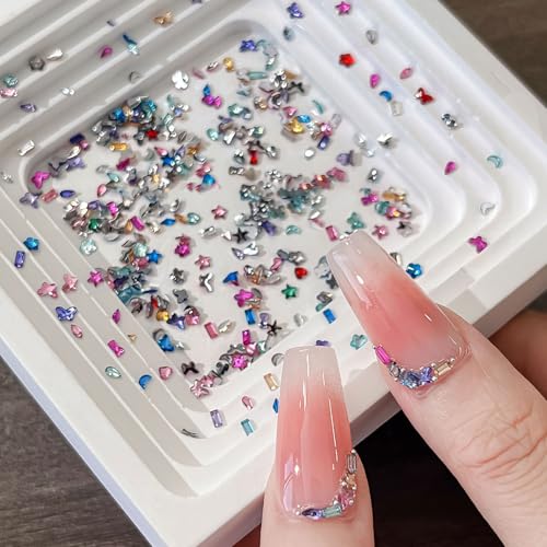 1440Pcs 3D Flat Back Nail Charms Resin Rhinestones Butterfly Star Flower