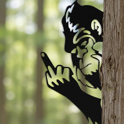 Funny Gorilla Metal Wall Art Sculpture for Outdoor Garden & Patio Decor