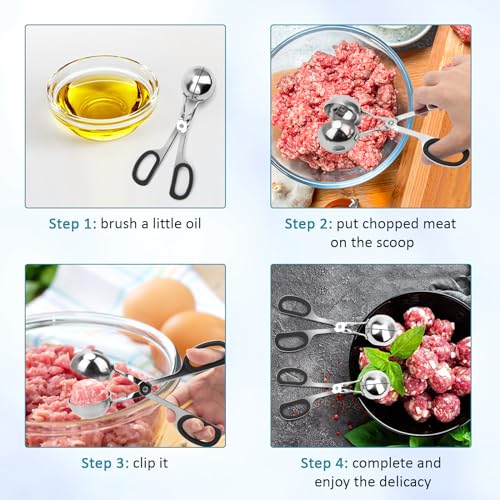 AHIER 2PCS Black Non-Stick Meatball Maker with Detachable Handles