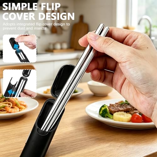 2 PCS Portable Chopstick Storage Case, Slim Plastic Utensil Holder