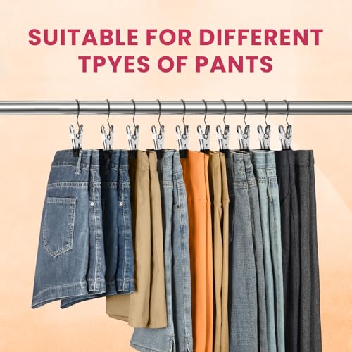 DOIOWN 12 Pack Pants Hangers with Clips - Non-Slip Black Legging Organizers