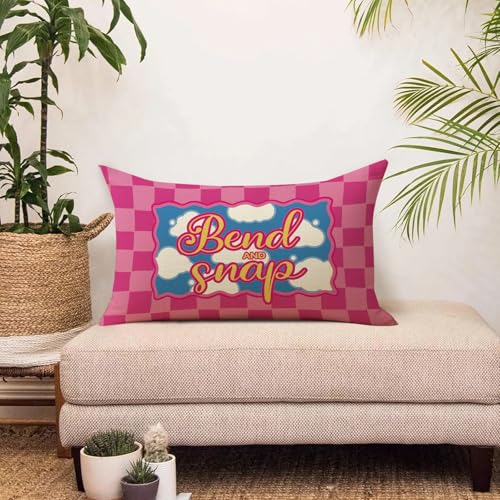 Funny Movie Quote Decorative Throw Pillow Cover 12x20 - Pink Plaid