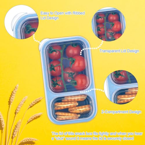 DOSEWART 2-Compartment Reusable Snack Containers - Eco-Friendly Meal Prep Packs (3 Pack)