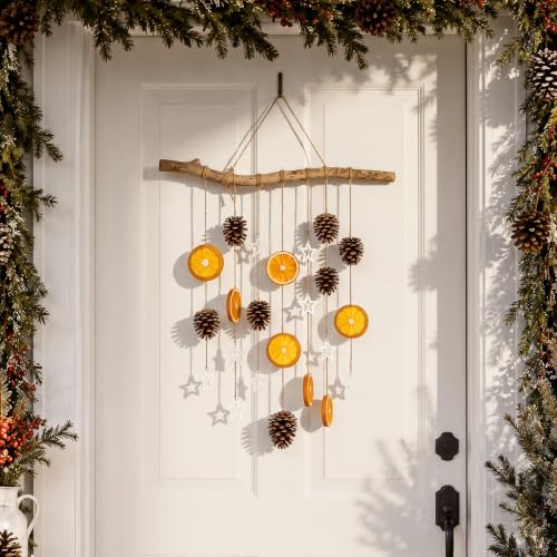 Rustic Christmas Hanging Decor with Dried Orange Slices Wall Art - Fuutreo