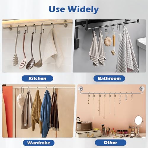 Resze U-Shaped Shower Curtain Hooks - 12 Durable Black Rings