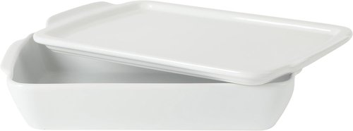 Gibson Home Gracious Dining 2.6-Qt White Stoneware Baking Dish - Versatile Oven Safe Casserole & Serveware | 12.7" x 9" Rectangular