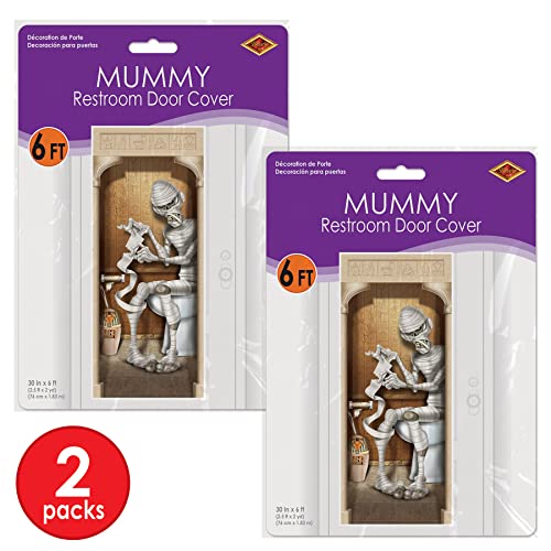Beistle Mummy Restroom Door Covers - 2-Pack Spooky Halloween Decorations