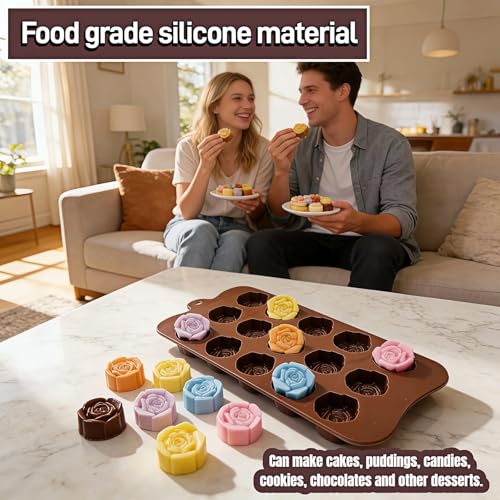 2PCS Rose Silicone Mold Set - 15-Cavity Non-Stick Baking Mold