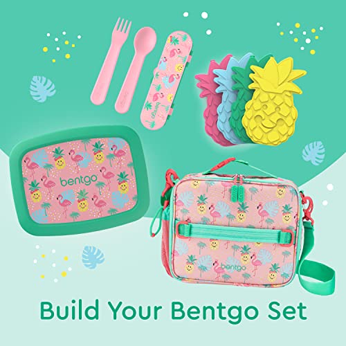 Bentgo Kids Utensil Set with Travel Case - Tropical - BPA-Free Fork & Spoon