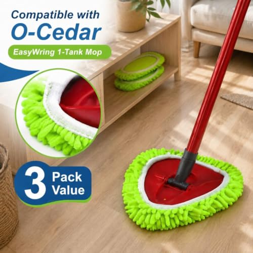 Chenille Microfiber Mop Head Covers for O-Cedar Triangle Mops - 3 Pack
