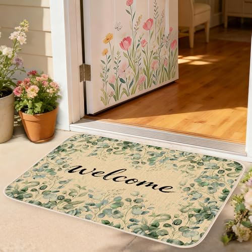 MATIRUG Floral Welcome Mat - Non-Slip, Machine Washable, 16"x24"