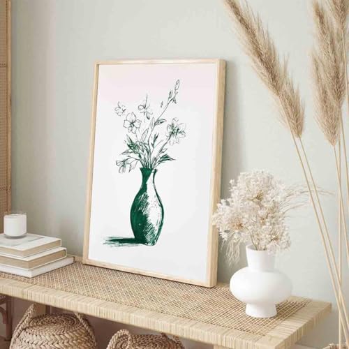 Vintage Floral Canvas Wall Art - Abstract Flower Design 16x24in
