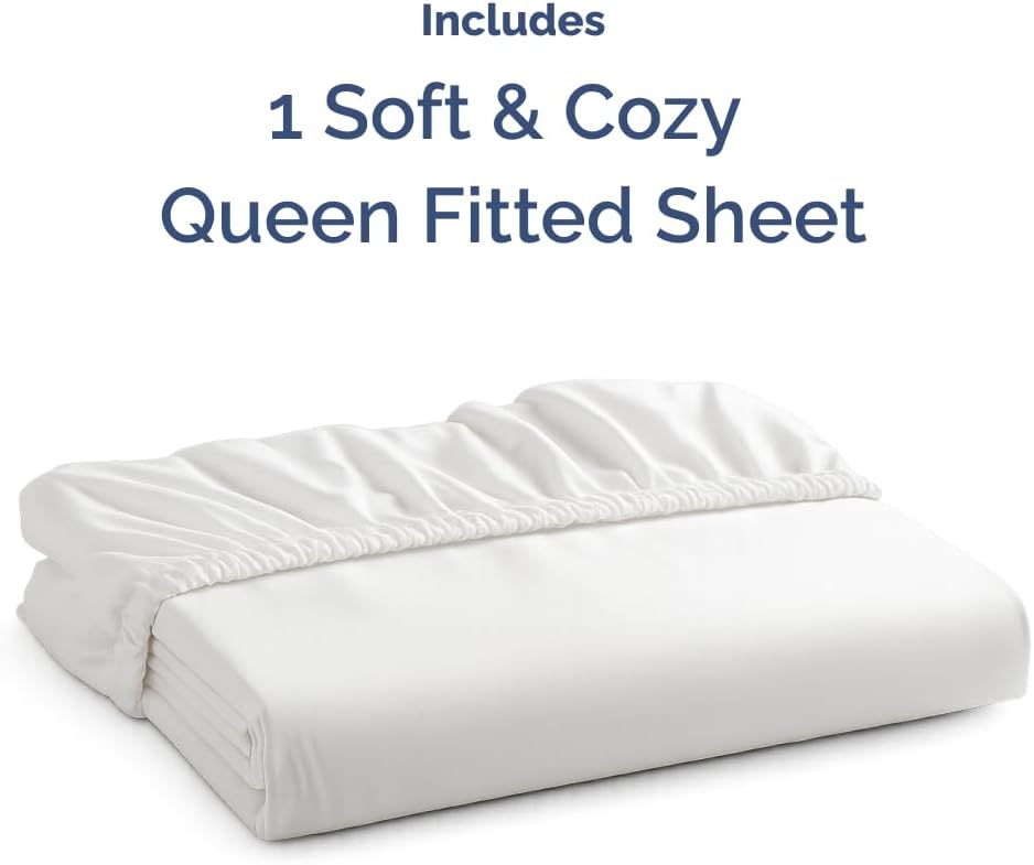 Queen Fitted Bed Sheet - Ultra-Soft Hotel Luxury Bedding with Deep Pockets - Breathable & Wrinkle-Free - White
