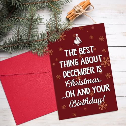 Funny December Birthday Card for Men & Women - Christmas Humor
