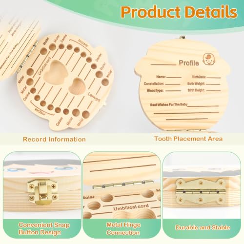 Esmorah Baby Teeth & First Hair Keepsake Box for Boys - First Tooth & Hair Holder