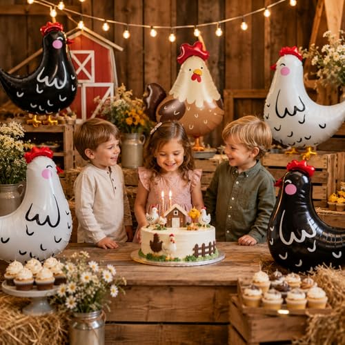 6PCS Farm Animal Balloons - Chicken Party Decorations Set