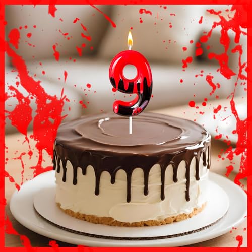 Horror Dripping Blood Number Cake Candle - 9th Birthday Decoration