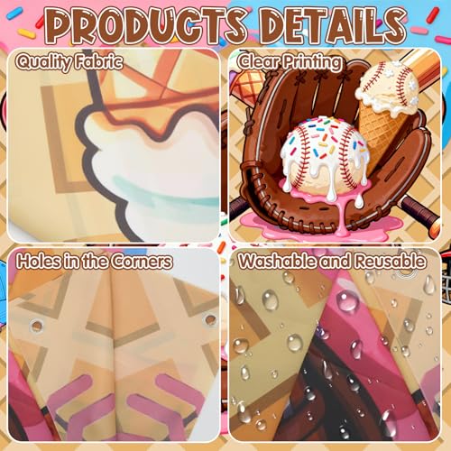 Baseball Ice Cream Drip Birthday Party Backdrop Banner