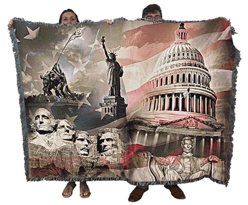 America 250 History Blanket - Woven Cotton Tapestry Throw 72x54 Gift