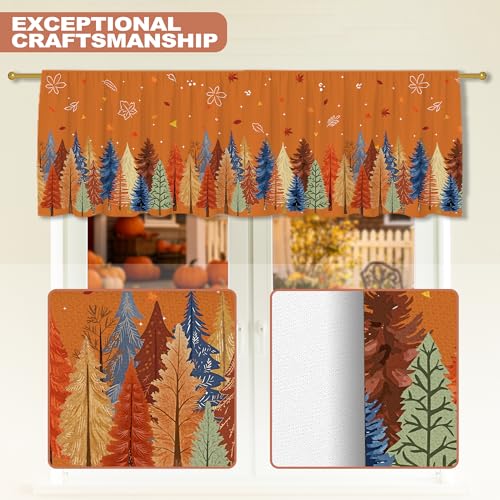 Fall Watercolor Tree Valance Curtain 18x54 for Kitchen & Living Room