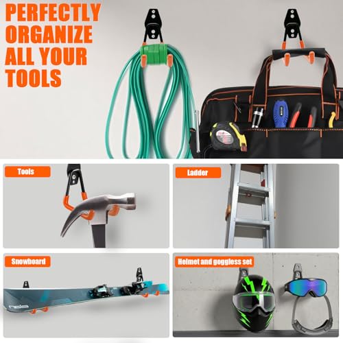 Heavy Duty Garage Storage Hooks - 2 Pack Wall Mount for Tools
