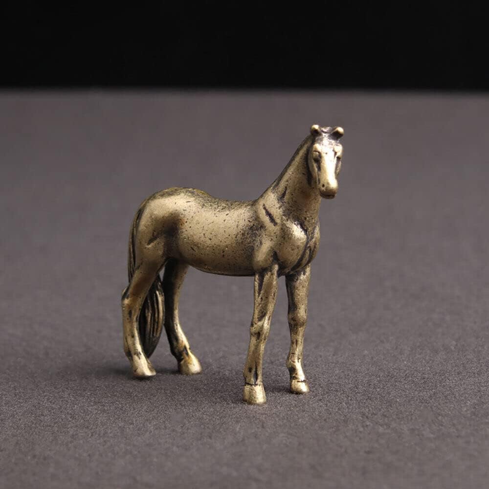TEAMWILL Brass Horse Figurines - Elegant Animal Statues for Home or Office Décor | Small Size