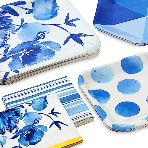 Hallmark Blue Floral Party Supplies Set for 16 Guests
