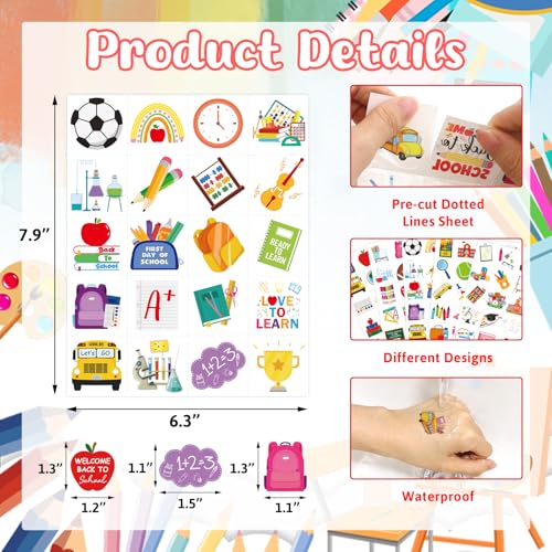 Ceiba Tree 100pcs Back to School Temporary Tattoos Assorted Pre-Cut Party Favors