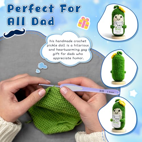 Handmade Crochet Pickle with Appreciation Card for New Dads