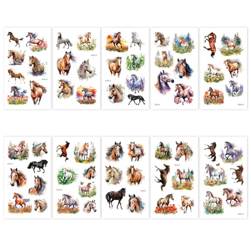 Gsraves Horse Temporary Tattoos for Kids - 60 Cute Waterproof Fake Tattoos